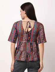 Tribal Pattern Short Sleeves Top